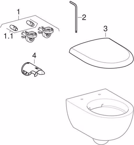 Geberit Renova Compact Wand-WC Tiefspüler Ausladung 49cm, Rimfree, weiß