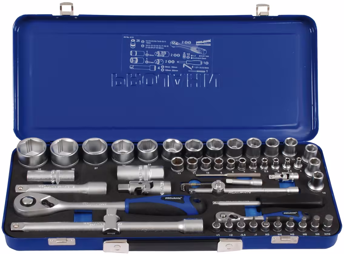 Xi-on 1/4" + 1/2" SteckSchlüssel Satz 54tlg von der Marke PROJAHN Xi-on 1/4" + 1/2" SteckSchlüssel Satz 54tlg aus der Kategorie Steckschlüssel Sätze & Einzelteile mit der Artikelnummer 4131