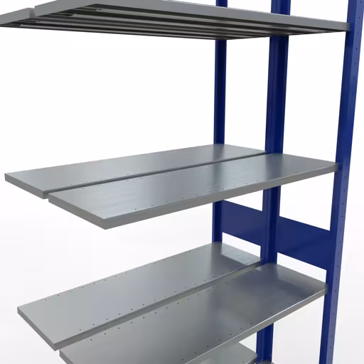 Anbauregal, Doppelregal, Fachbodenregal Stecksystem MULTIplus150, 3000 x 1000 x (2x300) mm (HxBxT), 2x7 Fachböden, Längenriegel, RAL 5010 enzianblau von Schulte Lagertechnik mit der Artikelnr. 33137-B