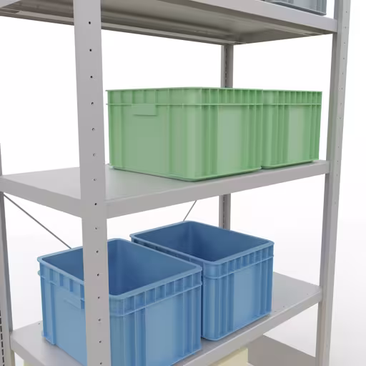 Abbildung Nr 15 des Artikels Grundregal, Fachbodenregal Stecksystem MULTIplus330, 2000 x 1000 x 500 mm (HxBxT), 5 Fachböden, Kreuzstrebe, RAL 7035 lichtgrau aus der Produktgruppe Stecksystem von der Marke Schulte Lagertechnik