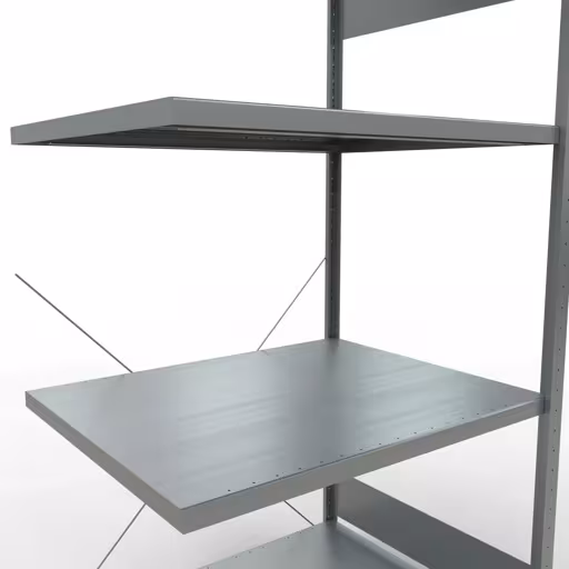 Anbauregal, Fachbodenregal Stecksystem MULTIplus330, 2000 x 1000 x 800 mm (HxBxT), 5 Fachböden, Kreuzstrebe, verzinkt von Schulte Lagertechnik aus der Kategorie Stecksystem