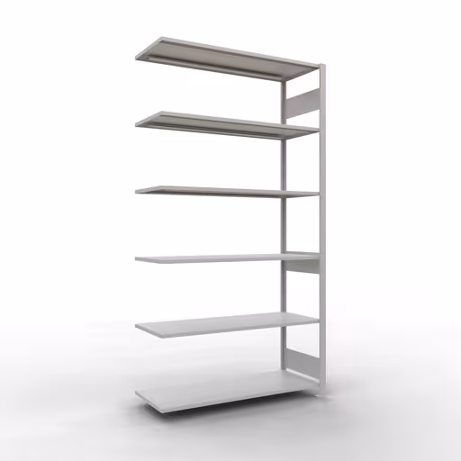 Anbauregal, Fachbodenregal Stecksystem MULTIplus150, 2500 x 1300 x 500 mm (HxBxT), 6 Fachböden, Längenriegel, RAL 7035 lichtgrau aus der Kategorie Anbauregal mit der Artikelnummer 32656-130-LR