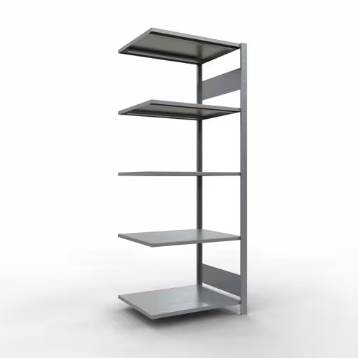 Anbauregal, Fachbodenregal Stecksystem MULTIplus150, 2000 x 750 x 600 mm (HxBxT), 5 Fachböden, Längenriegel, verzinkt aus der Kategorie Anbauregal mit der Artikelnummer 12765-75-LR