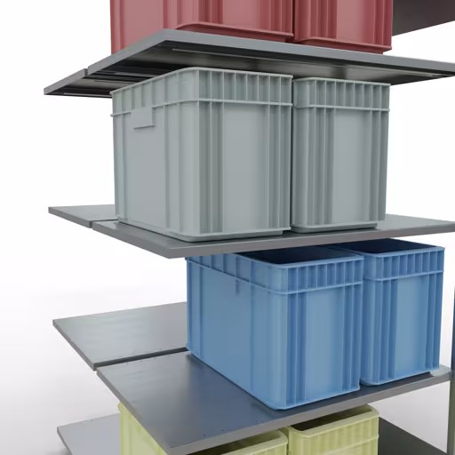 Produktbild Nr 16 des Artikels Anbauregal, Doppelregal, Fachbodenregal Stecksystem MULTIplus150, 2000 x 1000 x (2x600) mm (HxBxT), 2x5 Fachböden, Längenriegel, verzinkt Abbildung Nr 16 des Artikels Anbauregal, Doppelregal, Fachbodenregal Stecksystem MULTIplus150, 2000 x 1000 x (2x600) mm (HxBxT), 2x5 Fachböden, Längenriegel, verzinkt aus der Produktgruppe Fachbodenregale von der Marke Schulte Lagertechnik