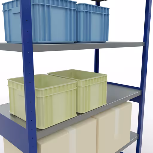 Abbildung Nr 14 des Artikels Grundregal, Fachbodenregal Stecksystem MULTIplus250, 2500 x 1300 x 600 mm (HxBxT), 6 Fachböden, Längenriegel, RAL 5010 enzianblau/verzinkt aus der Produktgruppe Stecksystem von der Marke Schulte Lagertechnik