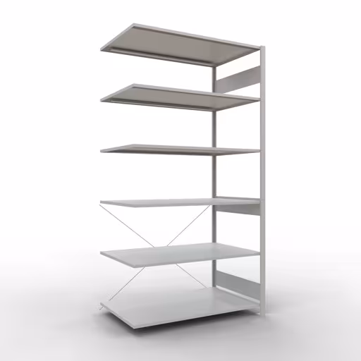 Stecksystem Anbauregal 2500x1300x800 mm, Typ 150 kg, lichtgrau aus der Kategorie Anbauregal mit der Artikelnummer 32686-130