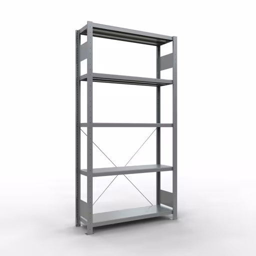 Grundregal, Fachbodenregal Stecksystem MULTIplus250, 2000 x 1000 x 300 mm (HxBxT), 5 Fachböden, Kreuzstrebe, verzinkt aus der Kategorie Grundregal mit der Artikelnummer 12930