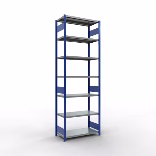 Grundregal, Fachbodenregal Stecksystem MULTIplus330, 3000 x 1000 x 500 mm (HxBxT), 7 Fachböden, Längenriegel, RAL 5010 enzianblau/verzinkt von der Marke Schulte Lagertechnik Grundregal, Fachbodenregal Stecksystem MULTIplus330, 3000 x 1000 x 500 mm (HxBxT), 7 Fachböden, Längenriegel, RAL 5010 enzianblau/verzinkt aus der Kategorie Grundregal mit der Artikelnummer 13952-LR-B