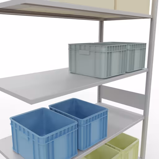 Anbauregal, Fachbodenregal Stecksystem MULTIplus150, 3000 x 1300 x 600 mm (HxBxT), 7 Fachböden, Längenriegel, RAL 7035 lichtgrau von Schulte Lagertechnik aus der Kategorie Stecksystem