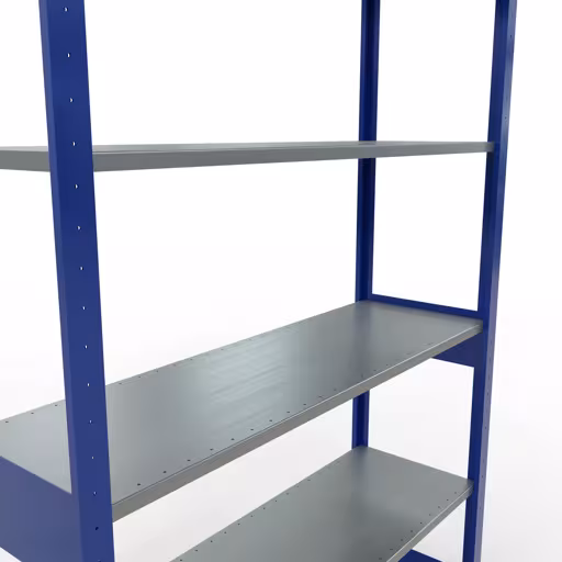 Produktbild Nr.14 des Artikels Grundregal, Fachbodenregal Stecksystem MULTIplus150, 2500 x 1300 x 400 mm (HxBxT), 6 Fachböden, Längenriegel, RAL 5010 enzianblau/verzinkt aus der Produktreihe Stecksystem von der Marke Schulte Lagertechnik