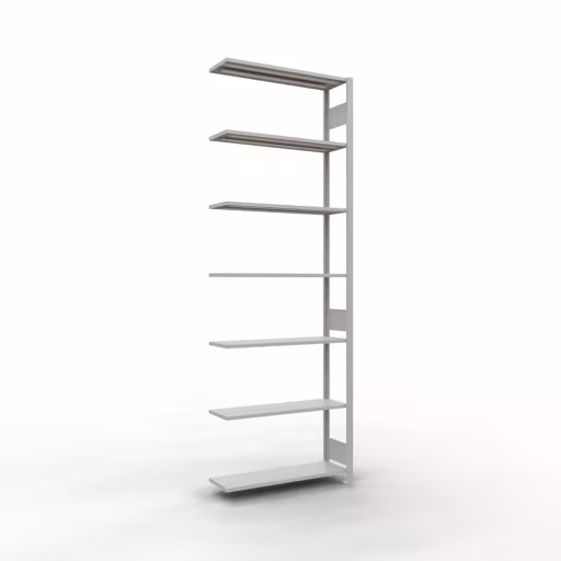 Anbauregal, Fachbodenregal Stecksystem MULTIplus150, 3000 x 1000 x 300 mm (HxBxT), 7 Fachböden, Längenriegel, RAL 7035 lichtgrau aus der Kategorie Anbauregal mit der Artikelnummer 32637-LR
