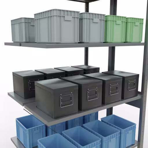 Anbauregal, Doppelregal, Fachbodenregal Stecksystem MULTIplus150, 2500 x 1000 x (2x400) mm (HxBxT), 2x6 Fachböden, Kreuzstrebe, verzinkt von der Marke Schulte Lagertechnik aus der Produktreihe Fachbodenregale