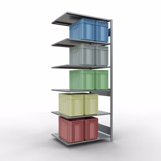 Produktbild Nr.14 des Artikels Anbauregal, Fachbodenregal Stecksystem MULTIplus150, 2500 x 1000 x 800 mm (HxBxT), 6 Fachböden, Längenriegel, verzinkt aus der Produktreihe Stecksystem von der Marke Schulte Lagertechnik