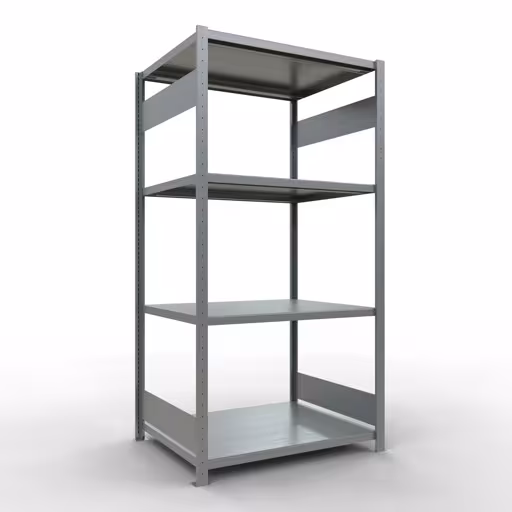 Grundregal, Fachbodenregal Stecksystem MULTIplus330, 2000 x 1000 x 800 mm (HxBxT), 5 Fachböden, Längenriegel, verzinkt aus der Kategorie Grundregal mit der Artikelnummer 13980-LR