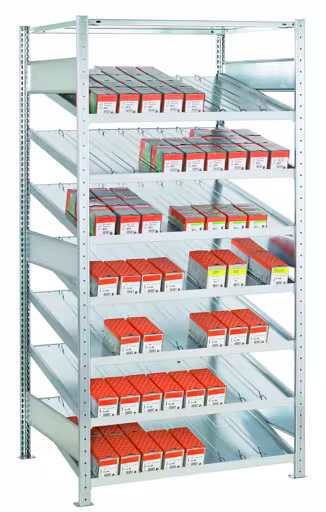 Anbauregal, Kanbanregal MULTIplus150, 2000 x 1000 x 500 mm (HxBxT), verzinkt, 7+1 Fachböden, ohne Trenn- und Seitenführungen aus der Kategorie Kanbanregale mit der Artikelnummer 13611