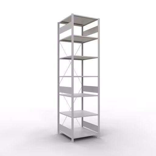 Grundregal, Fachbodenregal Stecksystem MULTIplus150, 3000 x 750 x 800 mm (HxBxT), 7 Fachböden, Kreuzstrebe, RAL 7035 lichtgrau aus der Kategorie Grundregal mit der Artikelnummer 32682-75