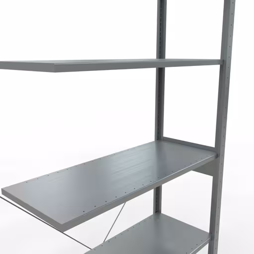 Anbauregal, Fachbodenregal Stecksystem MULTIplus85, 2500 x 1000 x 400 mm (HxBxT), 6 Fachböden, Kreuzstrebe, verzinkt von Schulte Lagertechnik mit der Artikelnr. 13146