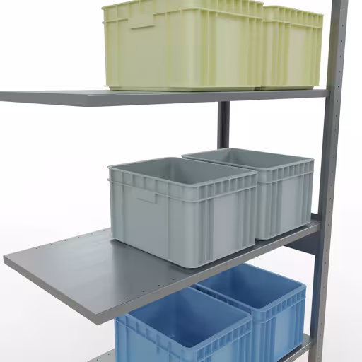 Anbauregal, Fachbodenregal Stecksystem MULTIplus85, 2500 x 1000 x 500 mm (HxBxT), 6 Fachböden, Längenriegel, verzinkt von Schulte Lagertechnik aus der Kategorie Stecksystem