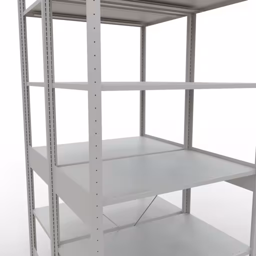 Grundregal, Doppelregal, Fachbodenregal Stecksystem MULTIplus150, 2500 x 1000 x (2x600) mm (HxBxT), 2x6 Fachböden, Kreuzstrebe, RAL 7035 lichtgrau von der Marke Schulte Lagertechnik aus der Produktreihe Fachbodenregale