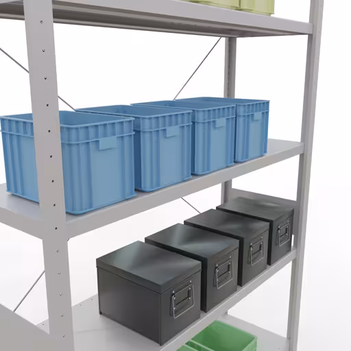 Abbildung Nr 15 des Artikels Stecksystem Grundregal 3000x1300x400 mm, Typ 250 kg, lichtgrau aus der Produktgruppe Stecksystem von der Marke Schulte Lagertechnik