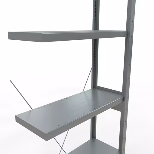 Anbauregal, Fachbodenregal Stecksystem MULTIplus250, 2500 x 750 x 300 mm (HxBxT), 6 Fachböden, Kreuzstrebe, verzinkt von der Marke Schulte Lagertechnik aus der Produktreihe Stecksystem