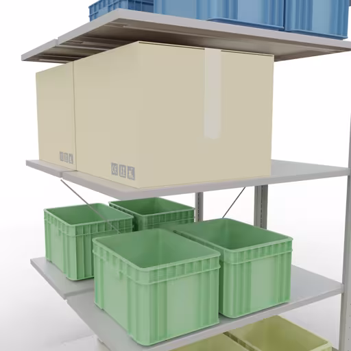 Zusatzbild des Artikels Anbauregal, Doppelregal, Fachbodenregal Stecksystem MULTIplus150, 2000 x 1000 x (2x500) mm (HxBxT), 2x5 Fachböden, Kreuzstrebe, RAL 7035 lichtgrau aus Doppelregale