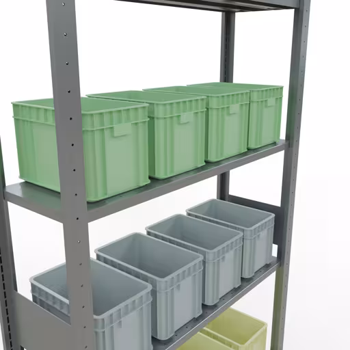Produktbild Nr.7 des Artikels Grundregal, Fachbodenregal Stecksystem MULTIplus150, 3000 x 1000 x 300 mm (HxBxT), 7 Fachböden, Längenriegel, verzinkt aus der Produktreihe Stecksystem von der Marke Schulte Lagertechnik