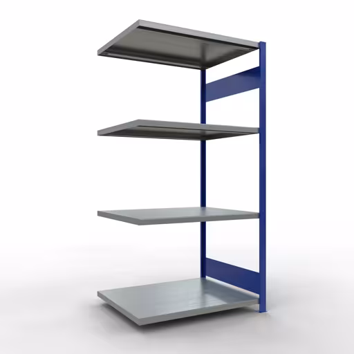 Anbauregal, Fachbodenregal Stecksystem MULTIplus330, 2000 x 1000 x 800 mm (HxBxT), 5 Fachböden, Längenriegel, RAL 5010 enzianblau/verzinkt aus der Kategorie Anbauregal mit der Artikelnummer 13985-LR-B