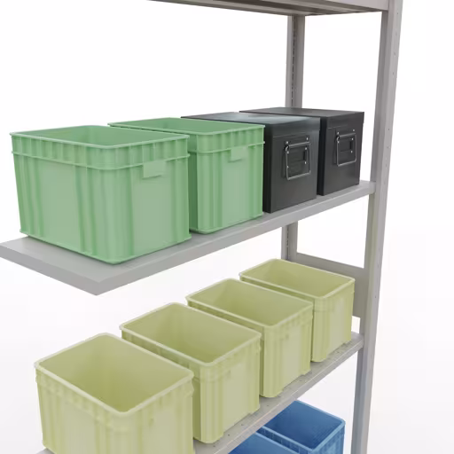 Produktbild Nr.12 des Artikels Anbauregal, Fachbodenregal Stecksystem MULTIplus150, 3000 x 1000 x 300 mm (HxBxT), 7 Fachböden, Längenriegel, RAL 7035 lichtgrau aus der Produktreihe Stecksystem von der Marke Schulte Lagertechnik