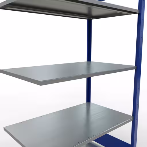 Produktbild Nr.15 des Artikels Anbauregal, Fachbodenregal Stecksystem MULTIplus150, 2000 x 1000 x 600 mm (HxBxT), 5 Fachböden, Längenriegel, RAL 5010 enzianblau/verzinkt aus der Produktreihe Stecksystem von der Marke Schulte Lagertechnik
