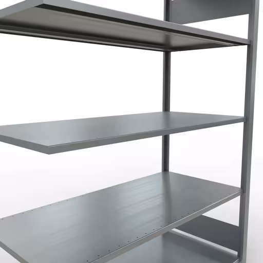 Anbauregal, Büro-Fachbodenregal Stecksystem MULTIplus150, 1800 x 1300 x 600 mm (HxBxT), 5 Fachböden, Längenriegel, verzinkt, ohne Mittelanschlag von Schulte Lagertechnik aus der Kategorie Büroregale
