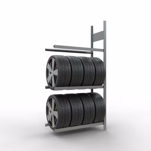 Abbildung Nr 11 des Artikels Anbauregal, Räder-/Reifenregal, 2000 x 1000 x 400 mm (HxBxT), verzinkt, 3 Lagerebenen á 150 kg Fachlast pro Ebene aus der Produktgruppe Fachbodenregale von der Marke Schulte Lagertechnik