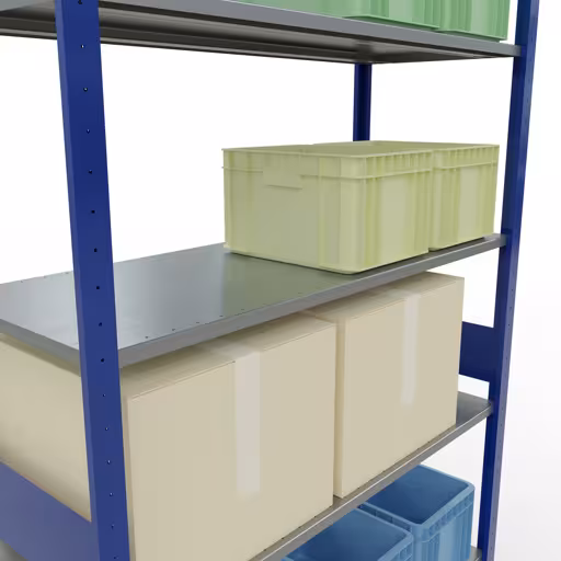 Grundregal, Fachbodenregal Stecksystem MULTIplus150, 3000 x 1300 x 500 mm (HxBxT), 7 Fachböden, Längenriegel, RAL 5010 enzianblau/verzinkt von der Marke Schulte Lagertechnik aus der Produktreihe Stecksystem