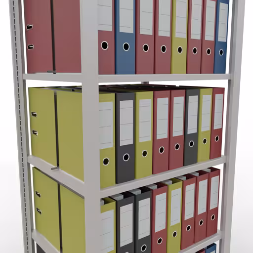 Grundregal, Büro-Fachbodenregal Stecksystem MULTIplus150, 2000 x 750 x 600 mm (HxBxT), 6 Fachböden, Längenriegel, mit Mittelanschlag, lichtgrau aus der Kategorie Stecksystem mit der GTIN 4004514219657 Grundregal, Büro-Fachbodenregal Stecksystem MULTIplus150, 2000 x 750 x 600 mm (HxBxT), 6 Fachböden, Längenriegel, mit Mittelanschlag, lichtgrau von der Marke Schulte Lagertechnik aus der Produktreihe Büroregale
