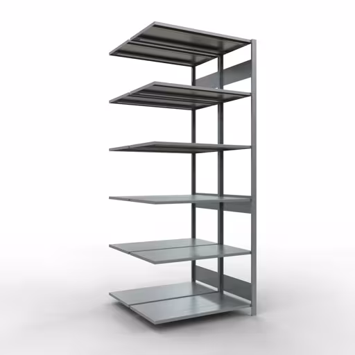 Anbauregal, Doppelregal, Fachbodenregal Stecksystem MULTIplus150, 2500 x 1000 x (2x500) mm (HxBxT), 2x6 Fachböden, Längenriegel, verzinkt aus der Kategorie Doppelregale mit der Artikelnummer 17856