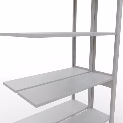 Produktbild Nr.14 des Artikels Anbauregal, Doppelregal, Fachbodenregal Stecksystem MULTIplus150, 2500 x 1000 x (2x300) mm (HxBxT), 2x6 Fachböden, Längenriegel, RAL 7035 lichtgrau aus der Produktreihe Fachbodenregale von der Marke Schulte Lagertechnik