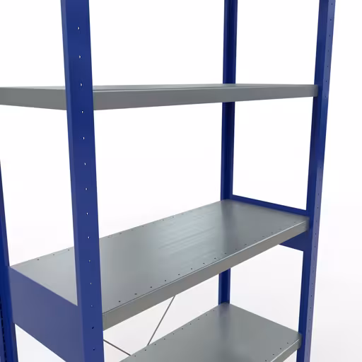 Abbildung Nr 11 des Artikels Grundregal, Fachbodenregal Stecksystem MULTIplus330, 2500 x 1000 x 400 mm (HxBxT), 6 Fachböden, Kreuzstrebe, RAL 5010 enzianblau/verzinkt aus der Produktgruppe Stecksystem von der Marke Schulte Lagertechnik