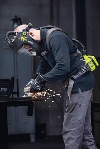 Schleifhelm Clearmaxx unter anderem Gebläseatemschutz E3000X Scheibe:PC OPTREL