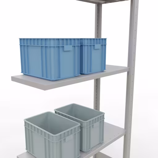 Produktbild Nr.15 des Artikels Anbauregal, Fachbodenregal Stecksystem MULTIplus150, 2000 x 750 x 300 mm (HxBxT), 5 Fachböden, Längenriegel, RAL 7035 lichtgrau aus der Produktreihe Stecksystem von der Marke Schulte Lagertechnik
