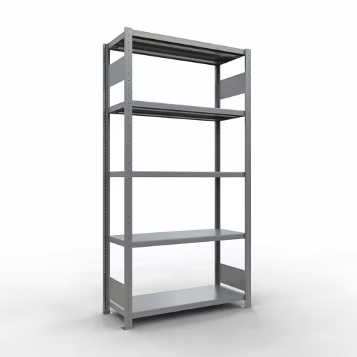 Grundregal, Fachbodenregal Stecksystem MULTIplus250, 2000 x 1000 x 400 mm (HxBxT), 5 Fachböden, Längenriegel, verzinkt aus der Kategorie Grundregal mit der Artikelnummer 12940-LR