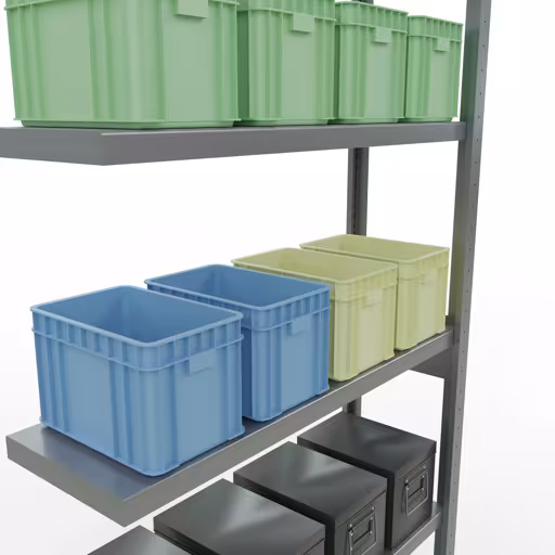 Anbauregal, Fachbodenregal Stecksystem MULTIplus250, 2500 x 1000 x 300 mm (HxBxT), 6 Fachböden, Längenriegel, verzinkt von der Marke Schulte Lagertechnik aus der Produktreihe Stecksystem