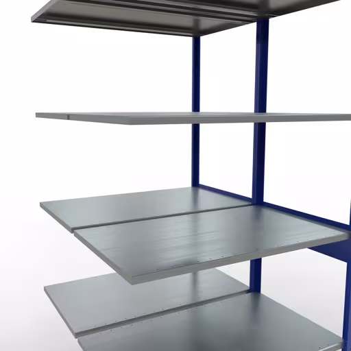 Anbauregal, Doppelregal, Fachbodenregal Stecksystem MULTIplus150, 2500 x 1000 x (2x600) mm (HxBxT), 2x6 Fachböden, Längenriegel, RAL 5010 enzianblau von Schulte Lagertechnik aus der Kategorie Fachbodenregale