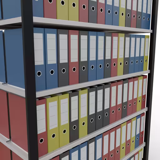 Zusatzbild des Artikels Grundregal, Büro-Fachbodenregal Stecksystem MULTIplus150, 2300 x 1300 x 600 mm (HxBxT), 7 Fachböden, Längenriegel, mit Mittelanschlag, schwarz/lichtgrau aus Stecksystem