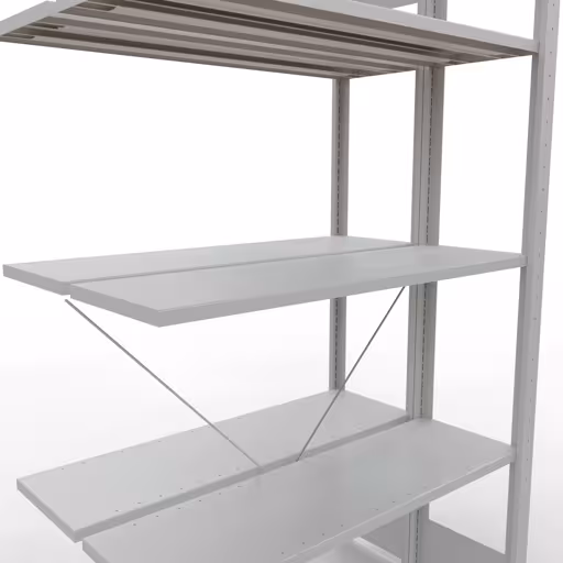 Abbildung Nr 13 des Artikels Anbauregal, Doppelregal, Fachbodenregal Stecksystem MULTIplus150, 2000 x 1000 x (2x300) mm (HxBxT), 2x5 Fachböden, Kreuzstrebe, RAL 7035 lichtgrau aus der Produktgruppe Fachbodenregale von der Marke Schulte Lagertechnik