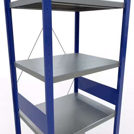 Abbildung Nr 11 des Artikels Grundregal, Fachbodenregal Stecksystem MULTIplus250, 3000 x 750 x 600 mm (HxBxT), 7 Fachböden, Kreuzstrebe, RAL 5010 enzianblau/verzinkt/verzinkt aus der Produktgruppe Stecksystem von der Marke Schulte Lagertechnik