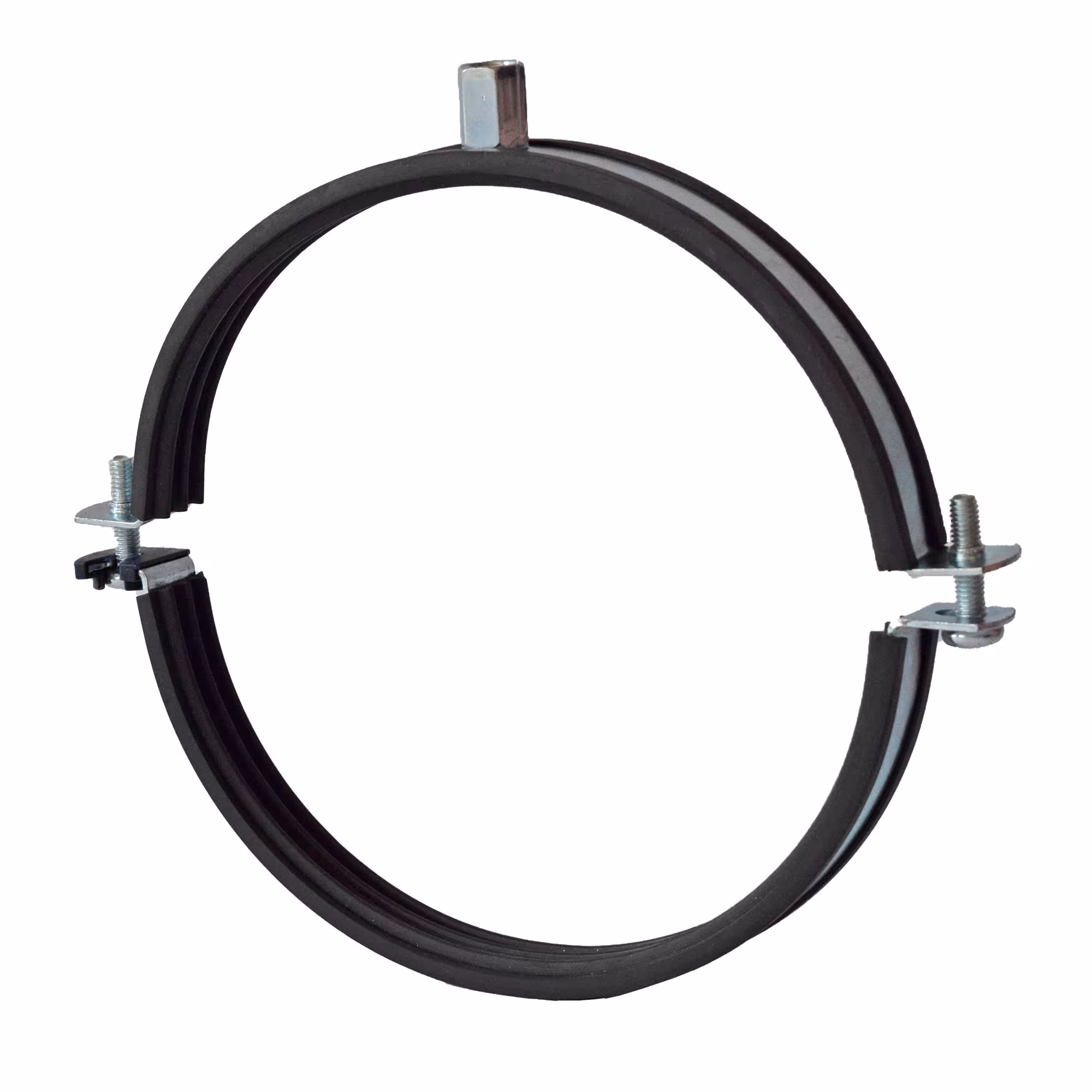 Schnellverschluss Lüftungsschelle mit EPDM-Schallschutzeinlage und Kombigewinde M8/10 für Lüftungsrohr DN90 Stahl verzinkt von der Marke Fixotec Fixotec Lüftungsschellen mit Schnellverschluss Typ Größe: 90 mm aus der Kategorie Lüftungsschellen mit der Artikelnr. 603 90