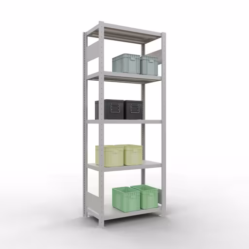 Abbildung Nr 15 des Artikels Grundregal, Fachbodenregal Stecksystem MULTIplus250, 2000 x 750 x 400 mm (HxBxT), 5 Fachböden, Längenriegel, RAL 7035 lichtgrau aus der Produktgruppe Stecksystem von der Marke Schulte Lagertechnik