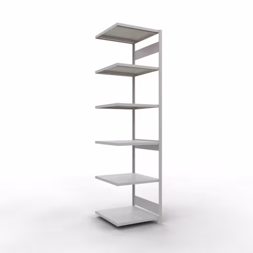 Anbauregal, Fachbodenregal Stecksystem MULTIplus250, 3000 x 750 x 800 mm (HxBxT), 7 Fachböden, Längenriegel, RAL 7035 lichtgrau aus der Kategorie Anbauregal mit der Artikelnummer 32887-75-LR