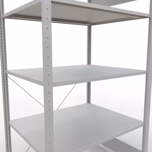Grundregal, Fachbodenregal Stecksystem MULTIplus150, 2000 x 1000 x 800 mm (HxBxT), 5 Fachböden, Kreuzstrebe, RAL 7035 lichtgrau von Schulte Lagertechnik aus der Kategorie Stecksystem
