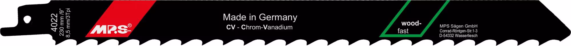 MPS CV-Säbelsägeblatt gefräst und geschränkt zur Bearbeitung von Holz, Holzfaserplatten und Kunststoffen Typ Ausführung: CV-Säbelsägeblatt gefräst und geschränkt GL 230/VL 210mm, ZT 8,5mm aus der Kategorie Säbelsägeblatt mit der Artikelnr. 4022-5